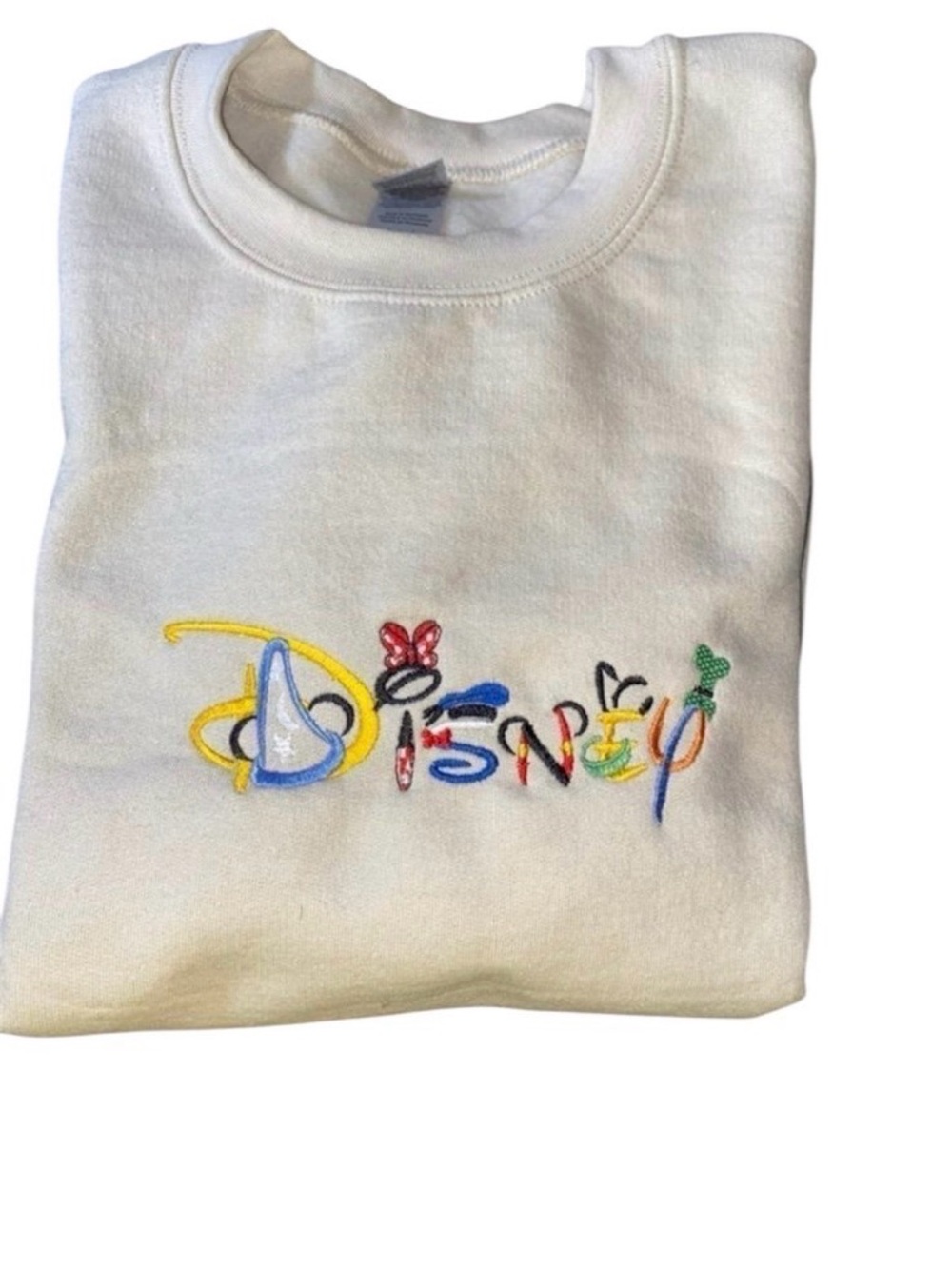 Disney Spell Out Character Embroidered Logo Sweatshirt NWOT